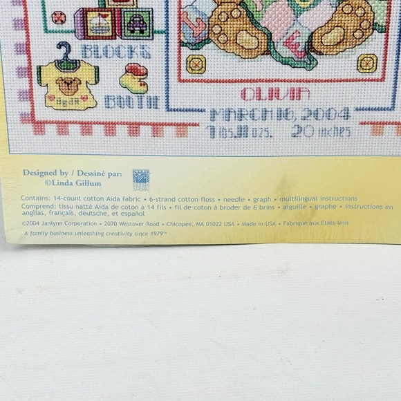 B Is For Baby Birth Announcement Counted Cross Stitch Kit 023-0237 Janlynn 14x11 - Picture 3 of 6